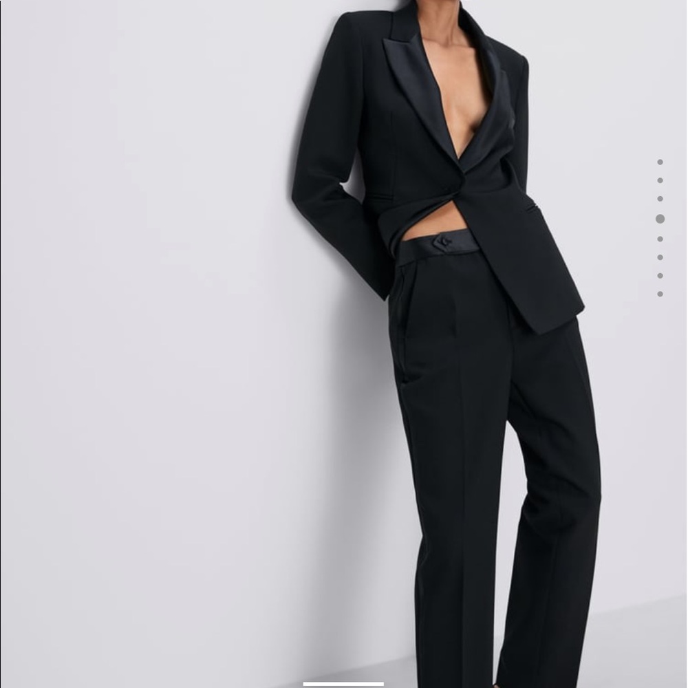 NWT Zara Tuxedo Pants with Satin Trim and Pockets